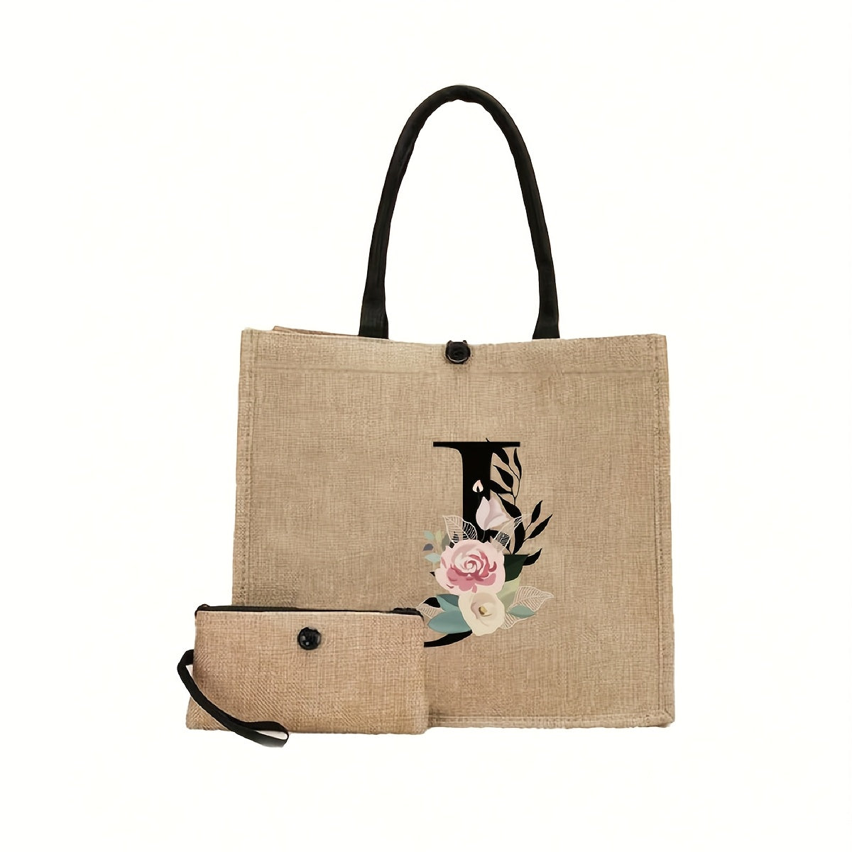 New design linen handbag with large capacity for multiple uses: travel makeup, teacher tote, shopping bag. Perfect gift for women and teachers. Ideal choice for casual storage and shopping.