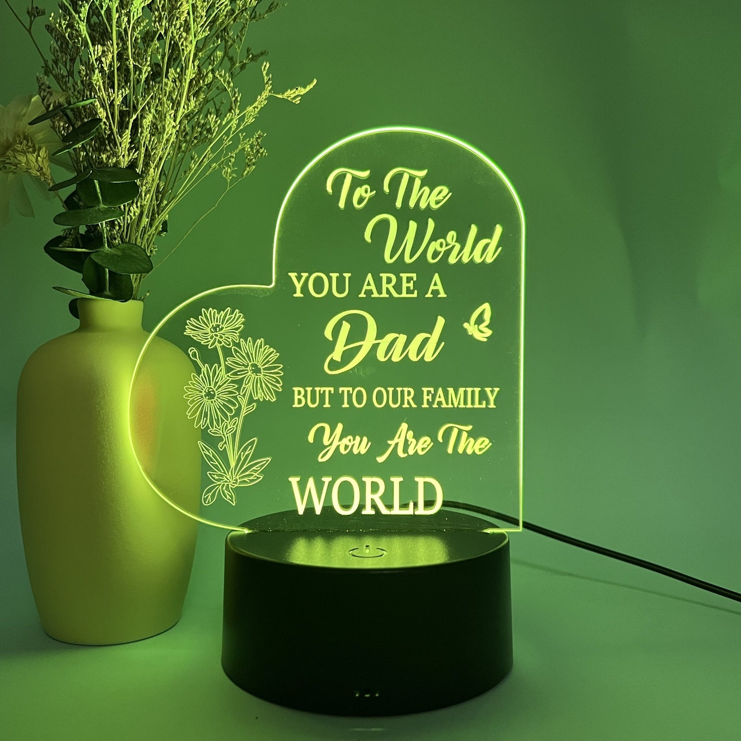 Get the perfect gift for Dad with Dad's Special Night Light! This lamp is great for Father's Day, birthdays, and holidays. It has colorful touch and monochrome modes to create a cozy bedside ambiance. The lamp is USB or battery powered and features LED