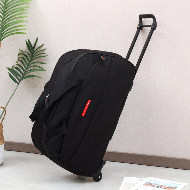 A compact folding rod travel bag, spacious backpack, lightweight tote, solid color large luggage bag, and convenient outdoor travel bag, perfect for daily outings.