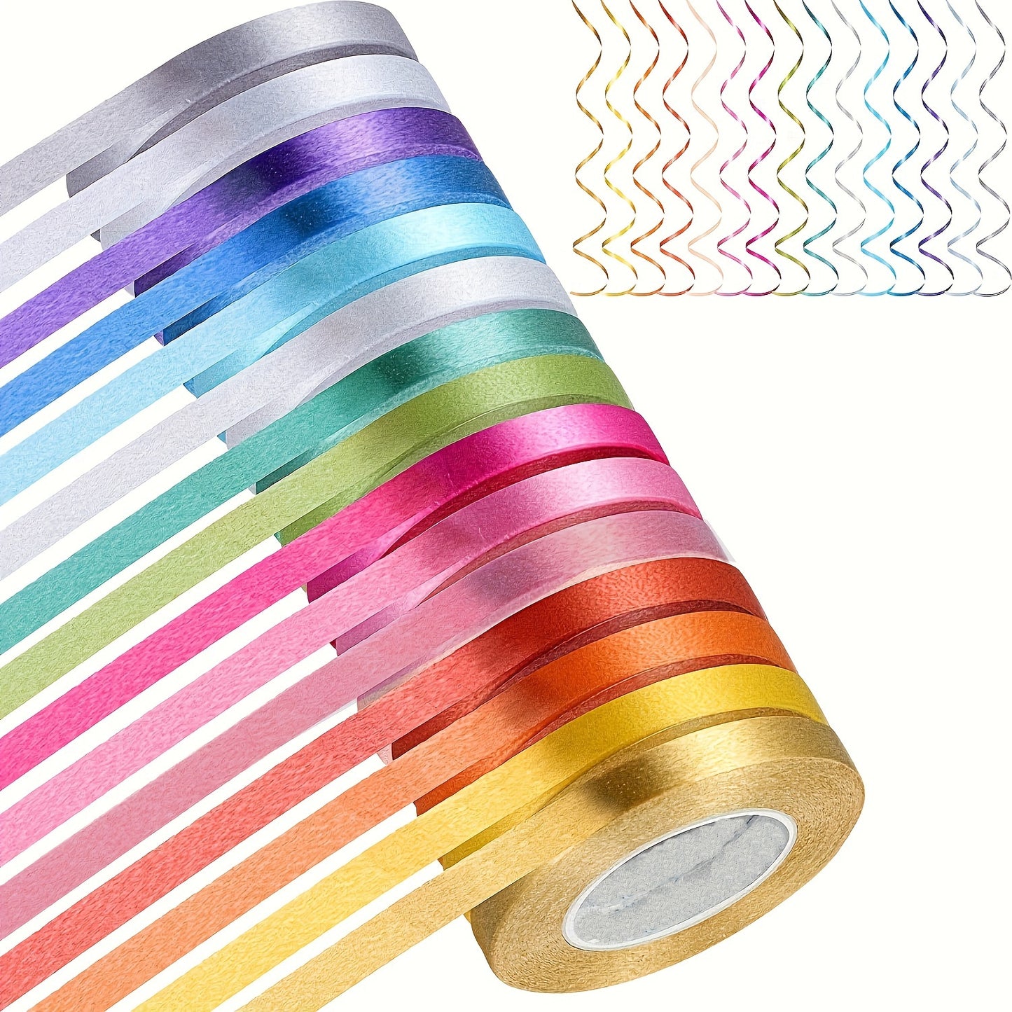 15 craft ribbon rolls, 10m each, versatile plastic ribbons for gift wrapping, bows, and decorations on various occasions, with no need for electricity or batteries. Suitable for Christmas, Halloween, Easter, Hanukkah, Thanksgiving, and Valentine's Day.