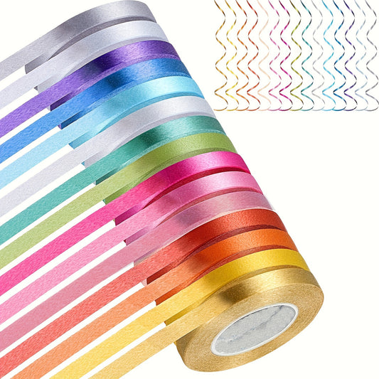 15 craft ribbon rolls, 10m each, versatile plastic ribbons for gift wrapping, bows, and decorations on various occasions, with no need for electricity or batteries. Suitable for Christmas, Halloween, Easter, Hanukkah, Thanksgiving, and Valentine's Day.