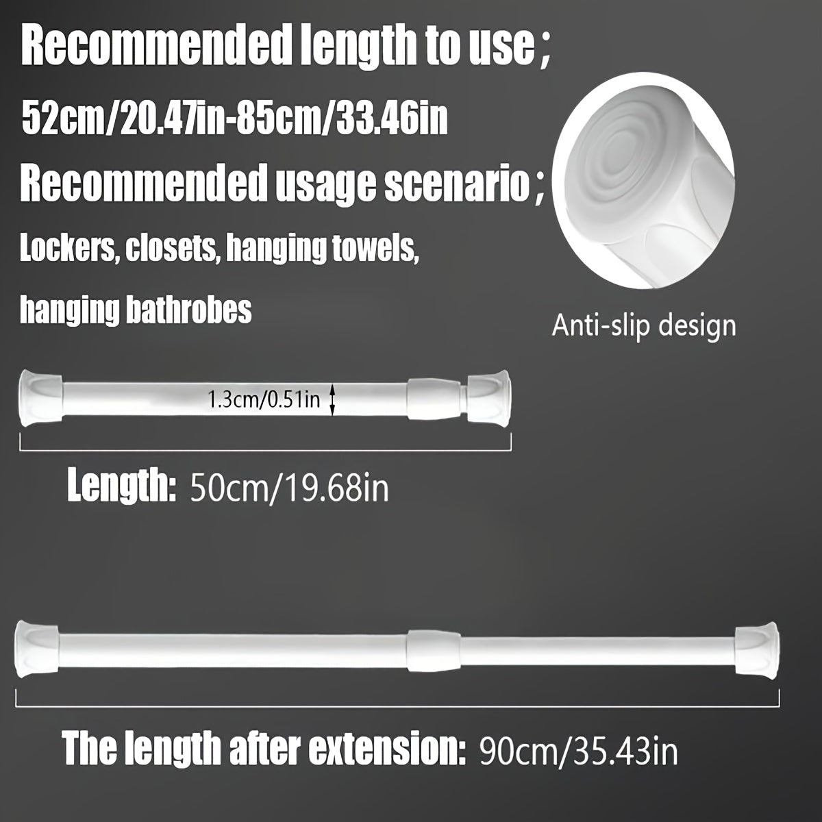 Телескопическая штанга с сильной пружиной, легкая в установке, подходит для различных применений, таких как занавеска для душа, поддержка для гардероба, полотенцедержатель.