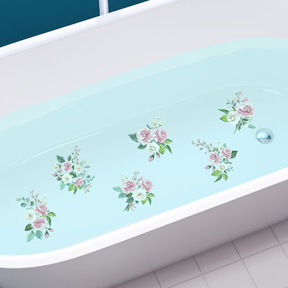 6 Non-Slip Flower Bathtub Stickers - Safe and Stylish Bathroom Decor