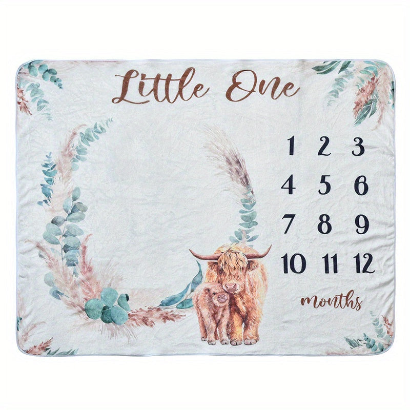 Baby Milestone Blanket featuring North American Highland Sheep Print for capturing your newborn's growth, commemorating special milestones, and creating stunning product photography. This versatile blanket can also be used as a shawl, bath towel, or