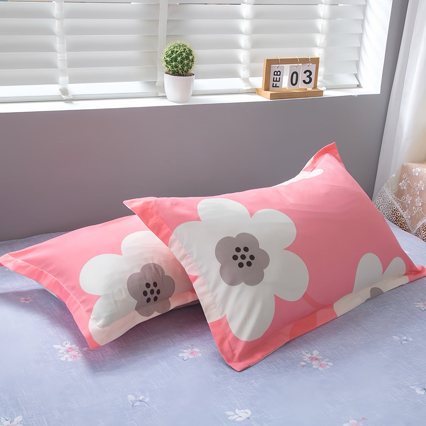 Nordic Style Floral Print Pillowcase - One Piece, Soft and Breathable with Deep Pocket Design, Stain Resistant and Machine Washable. Made of 100% Polyester with Envelope Closure for easy use. Features Active Printing and Woven Craftsmanship at 80-85gsm -