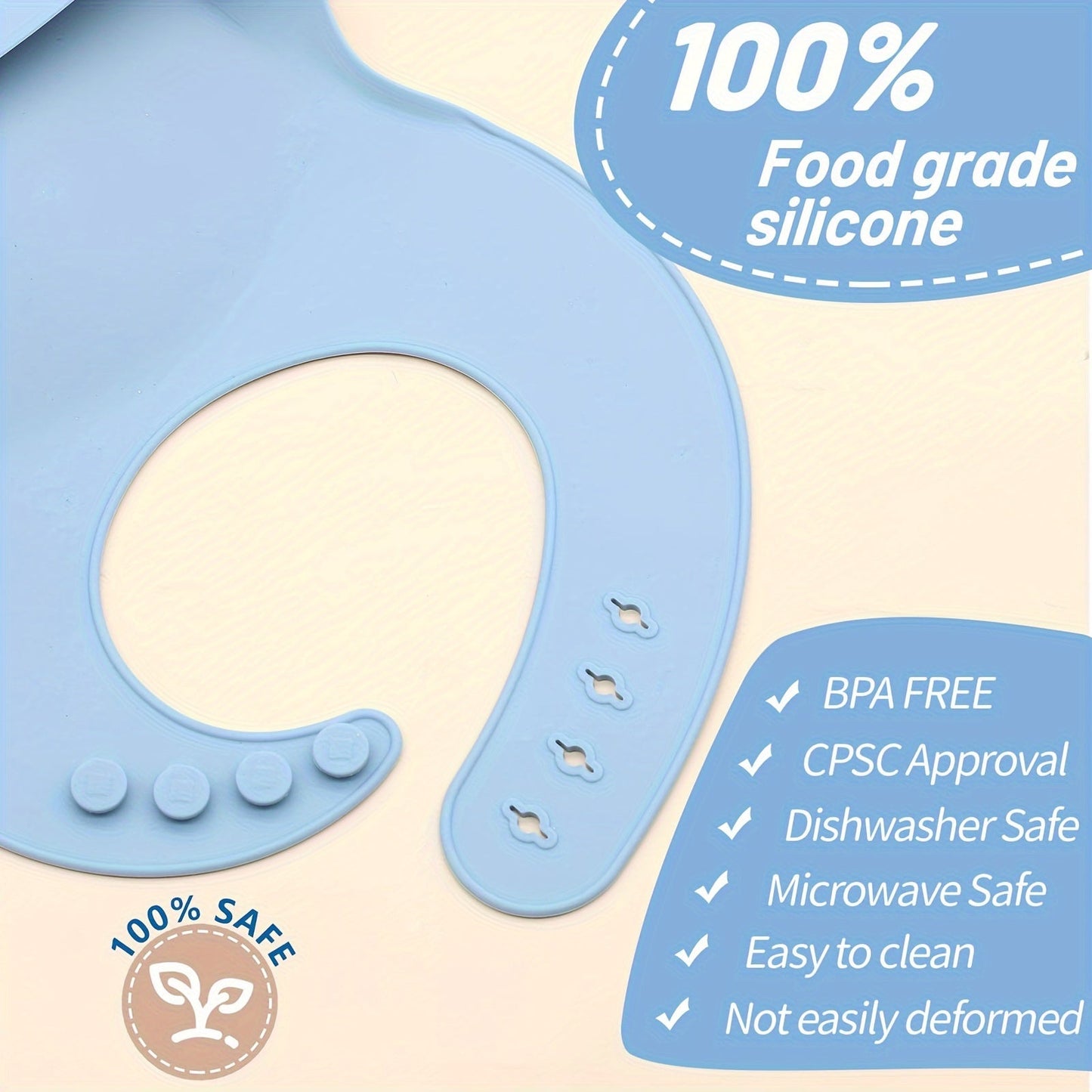 Adjustable Feeding Bib made from Food Grade Silicone, Perfect for Christmas, Halloween, Thanksgiving, New Year's, and Valentine's Day Gifts.