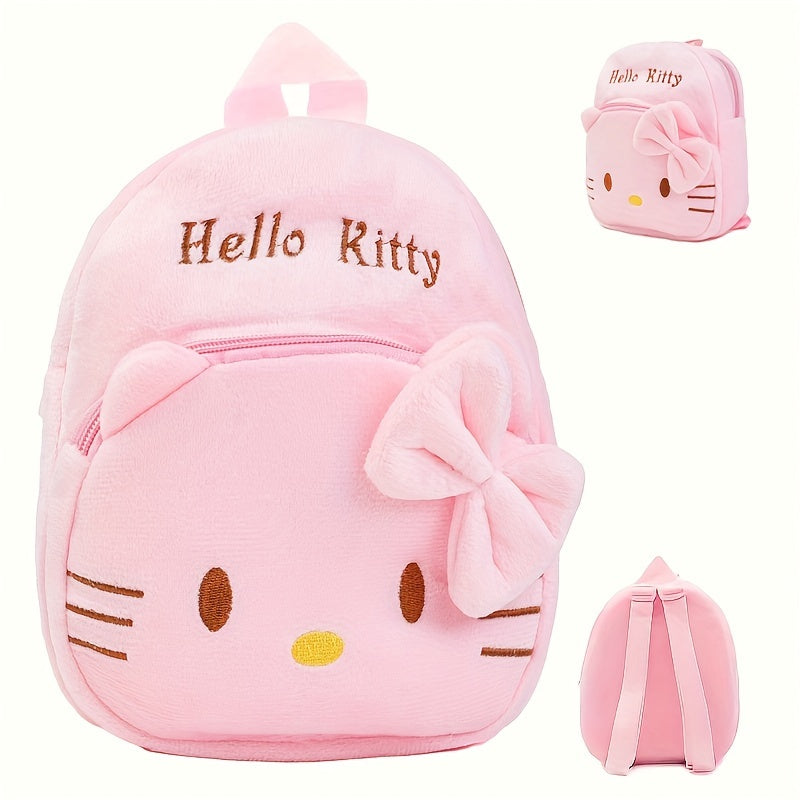 Large SANRIO plush backpack with cute cartoon design, hand-washable and spacious.