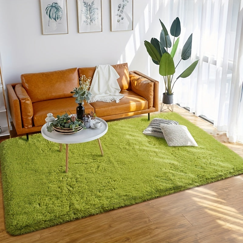 Super Soft Shaggy Rug in Grass Green for Bedroom and Living Room Decor - Modern Indoor Fuzzy Plush Area Carpet for Kids and Girls, Ideal for Dorms and Homes