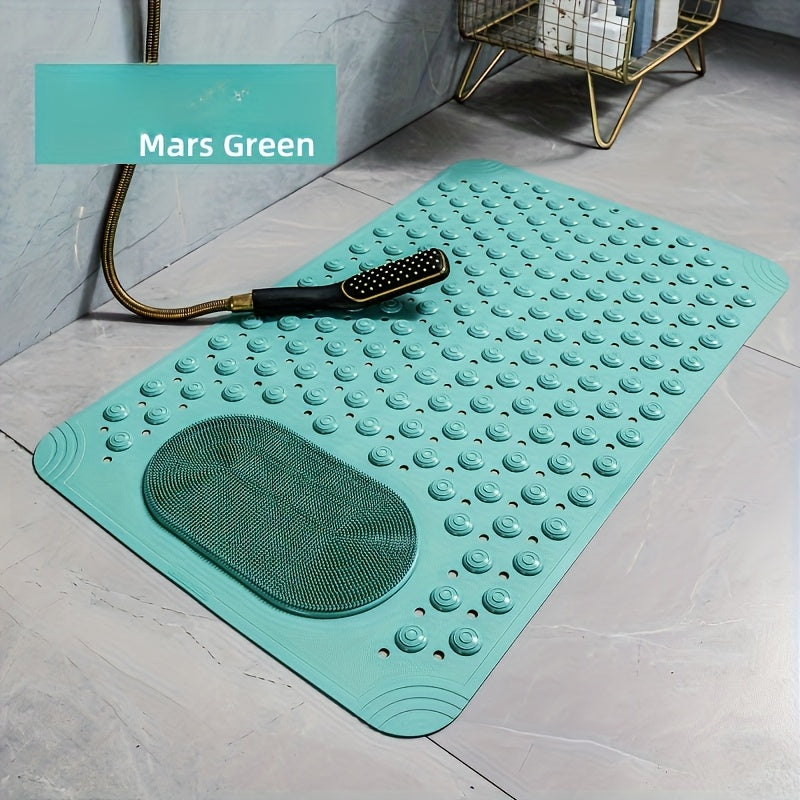 Non-slip light blue PVC bath mat with massage nubs for shower and bathroom safety, dot pattern, 0.8cm thick, 2600g/m²