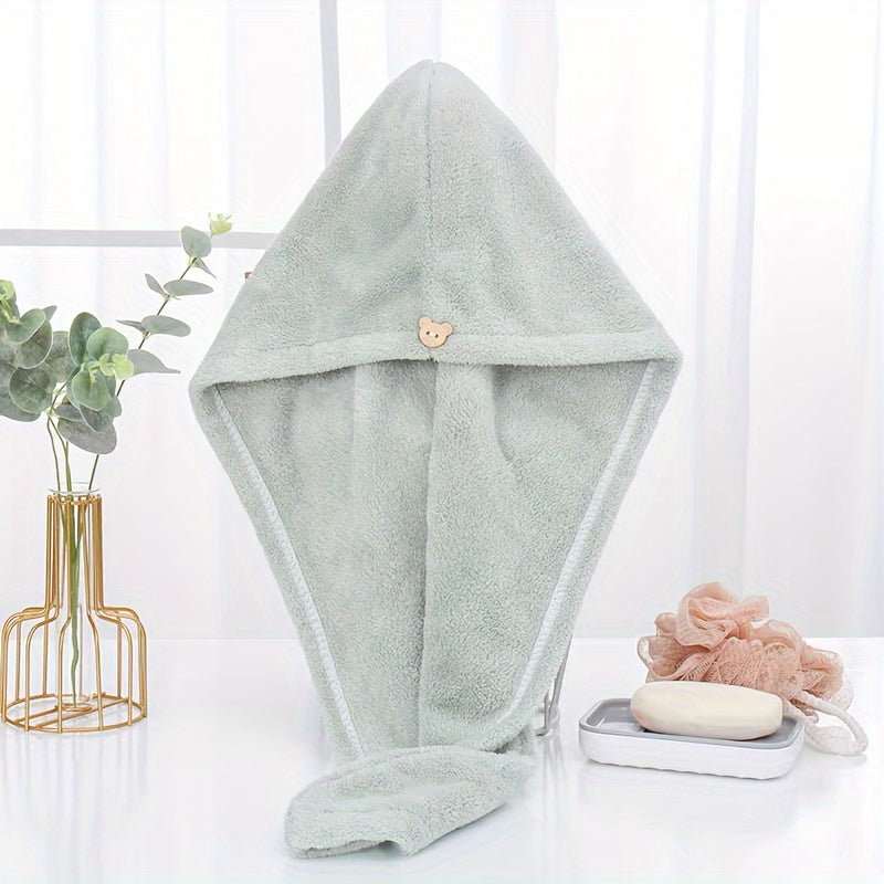 Microfiber hair turban towel, quick-drying and absorbent, featuring a soft solid pattern. Made of ultrafine polyester knit fabric, perfect for home and bathroom use. Rectangular shape with a space-themed design.