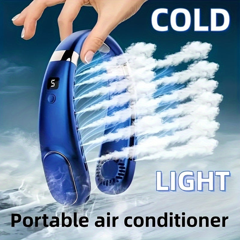 The ABUDODO Jkuoo Portable Neck Fan offers extended battery life and a bladeless design for quiet, comfortable cooling. This mini USB rechargeable air conditioner is perfect for students and can be used both indoors and outdoors. Available in white and