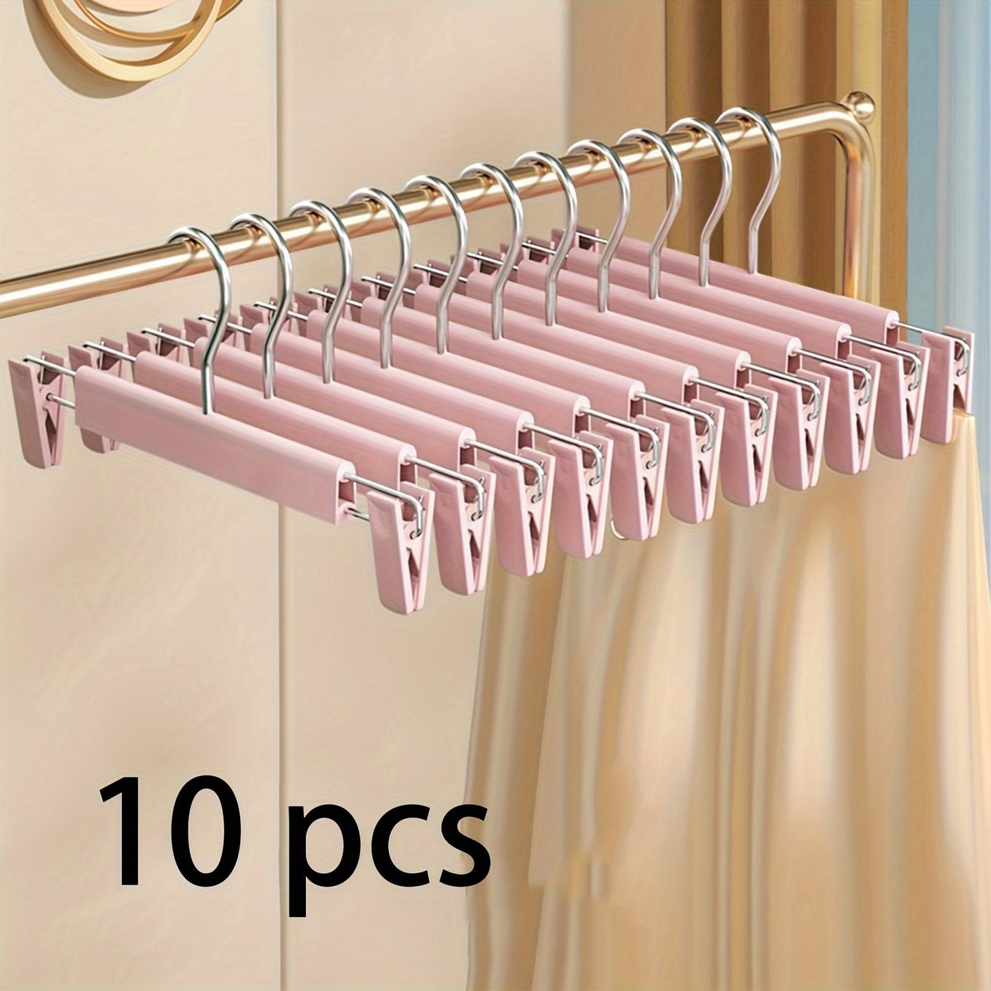 Set of 10 Pants Drying Hangers with 2 Clips, Storage Rack for Clothing Items like Skirts, Bras, Scarves, and Underwear. Ideal Clothes Organizer for Closet, Wardrobe, Bedroom, Balcony, Dorm - A Must-have for Going back to College