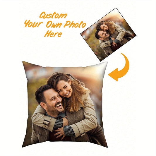 Customized pillowcase with a single-sided print featuring a couple's photo - ideal for Mother's Day, Father's Day, Thanksgiving, and Teacher Appreciation gifts. Made from a soft polyester blend in a variety of colors.