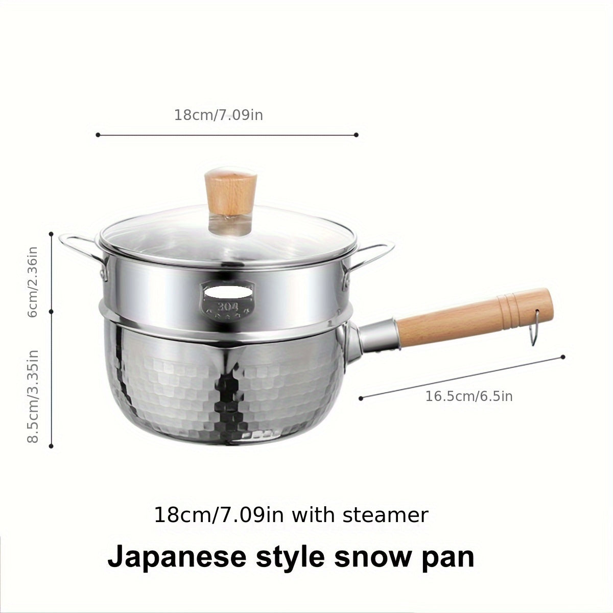 Japanese Stainless Steel Snow Pan, Household Small Milk Pan, Non-stick Pan for Food Supplements, Cooking Noodle Soup Pan, Suitable for Electromagnetic Stove, 1 Piece