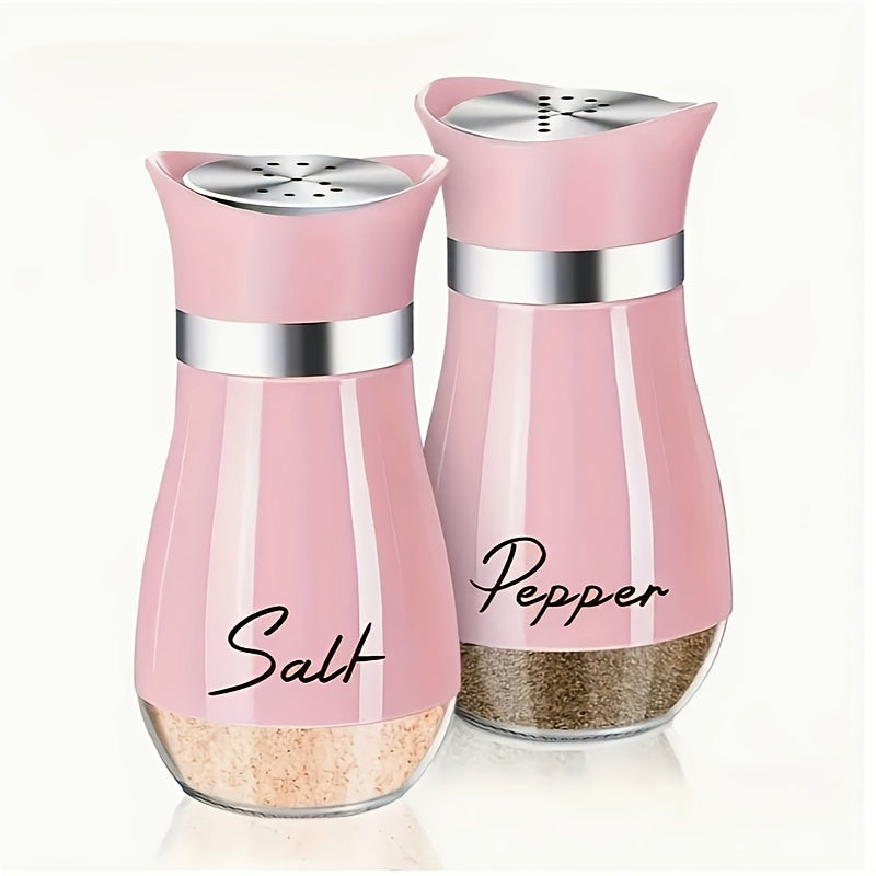 4 oz glass bottom salt and pepper shaker set with stainless steel lids for kitchen, RVs, camping, and barbecues.