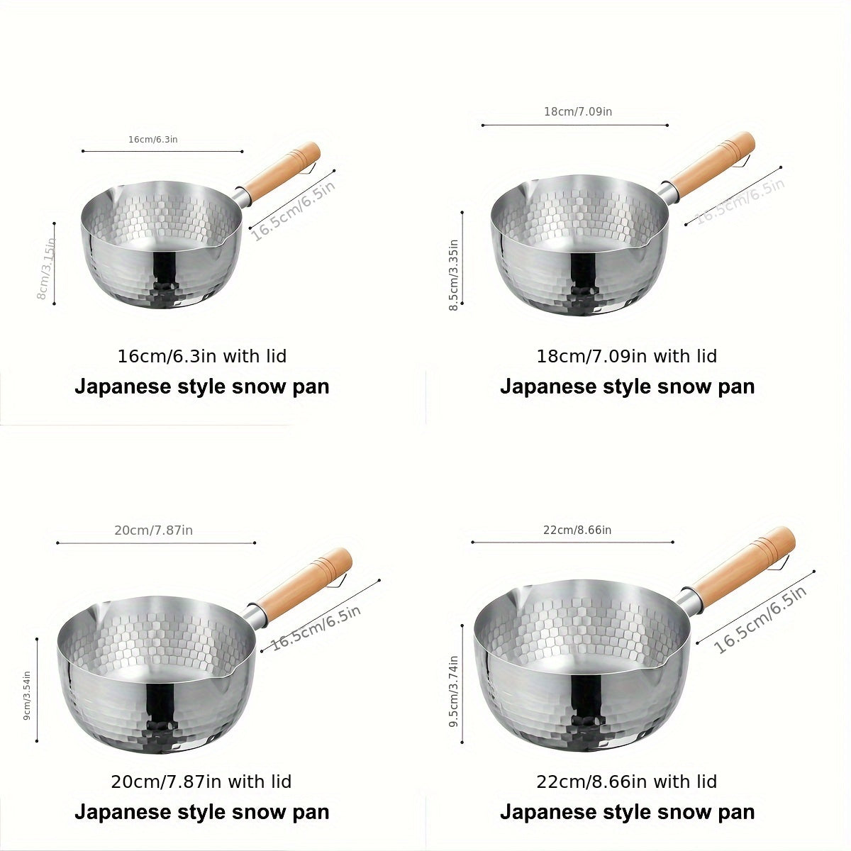 Japanese Stainless Steel Snow Pan, Household Small Milk Pan, Non-stick Pan for Food Supplements, Cooking Noodle Soup Pan, Suitable for Electromagnetic Stove, 1 Piece