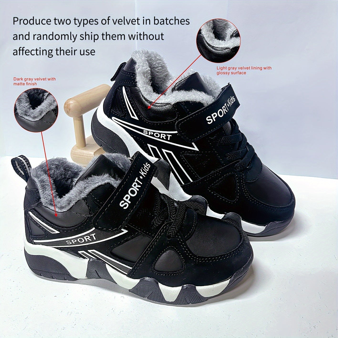 Boys' trendy snow boots with warm plush lining and comfy non-slip soft sole sneakers for winter