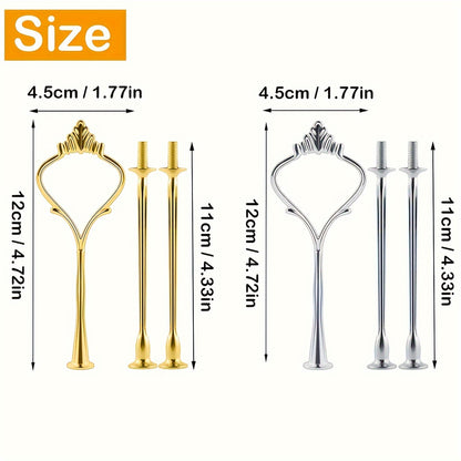 Cake stand hardware accessories including a 3-tier cake stand mold, crown resin crafts, perfect for weddings and parties. Ideal for serving cupcakes and desserts. Available in golden and silvery.