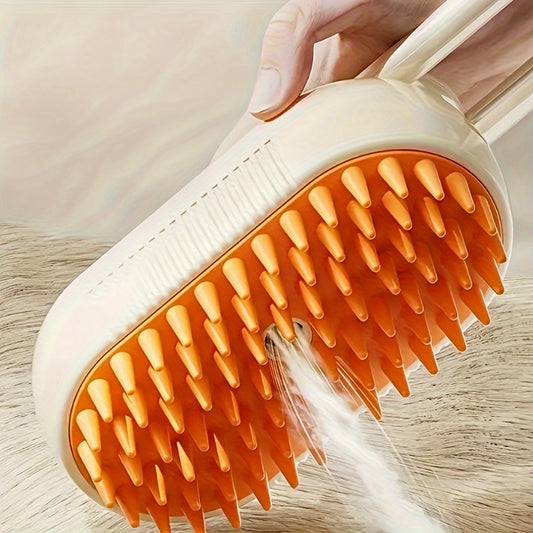 3-in-1 no-rinse steam massage comb for pets. Removes tangles and floating hair. Electric brush with spray function. Perfect for daily grooming of cats and dogs.