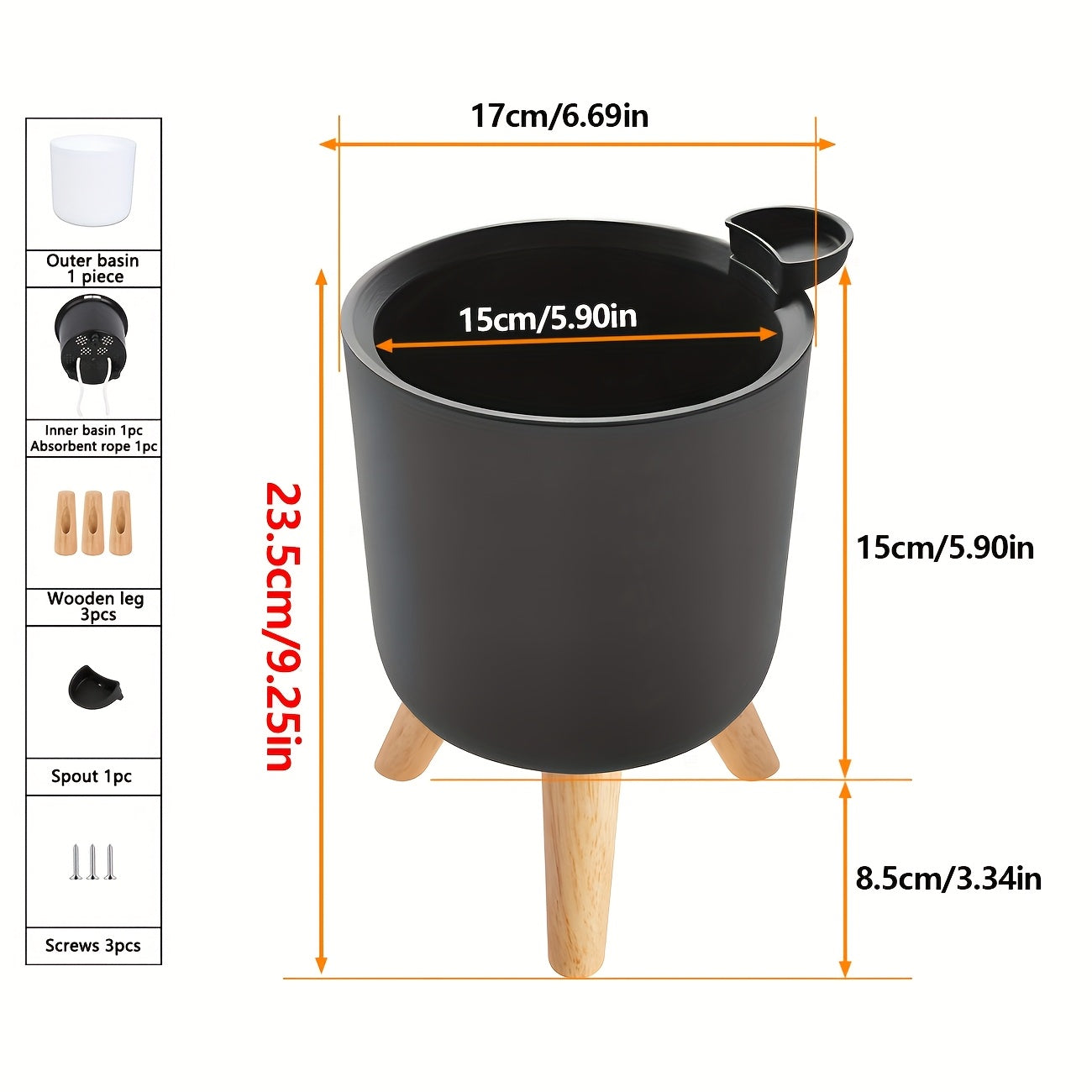 Wooden leg planter for indoor/outdoor use in home or office, suitable for various plants.