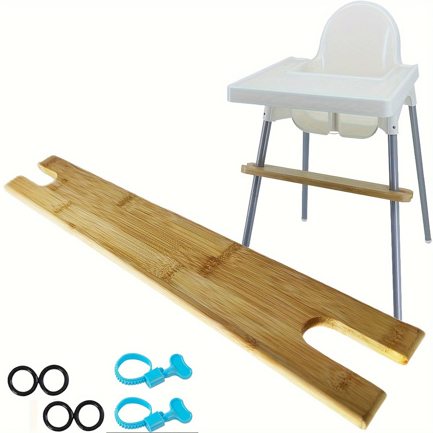 Bamboo High Chair Footrest with Adjustable Non-Slip Design - Yellow Natural Wood Accessory for IKEA Compatible Chairs