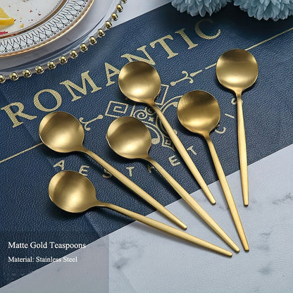 Set of 2/4/6 Golden Coffee Spoons made of stainless steel, perfect for home or dining use, dishwasher safe, 12.95 cm long.