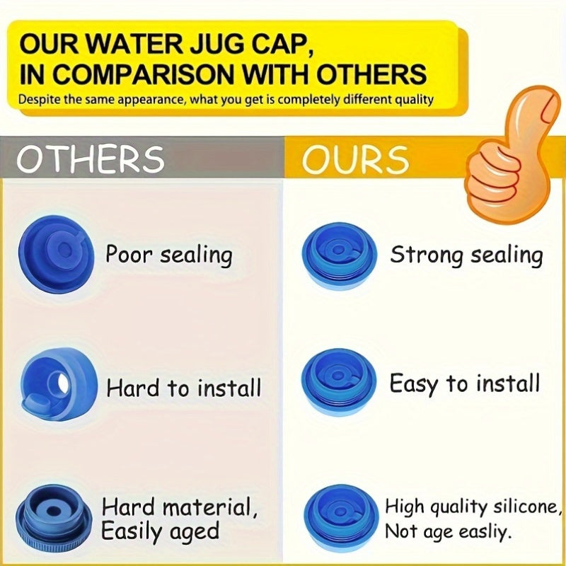 Pack of 3 Universal Silicone Water Bottle Caps, Leak-Proof Lid for Water Dispenser, Reusable, Food-Safe, and Dust-Preventing Seal for Containers ranging from 18.93 L to 189.27 L.