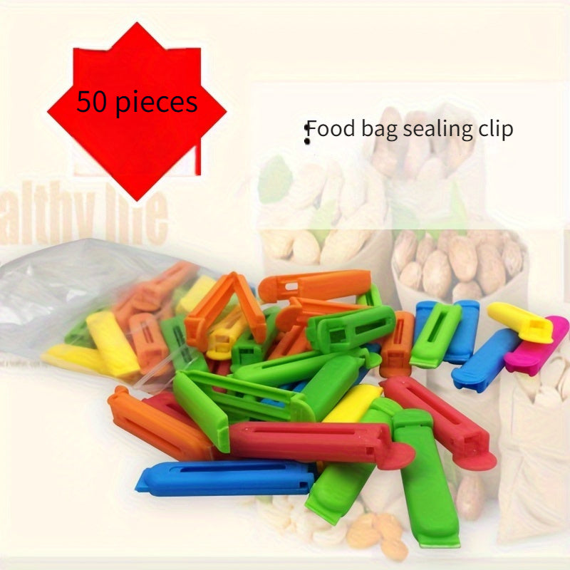 Seal in Freshness with 50 FreshSeal Polypropylene Food Bag Clips, 7cm Snack Bag Sealers for Preserving Freshness, Perfect for Sealing Chip Bags and More