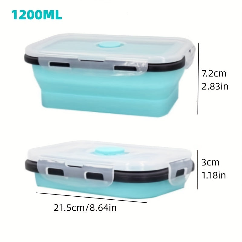 Collapsible Silicone Food Storage Containers, Set of 4 - Stackable, Space Saving, Microwaveable, Freezer and Dishwasher Safe, BPA Free - Perfect for Leftovers or Meal Prep, Foldable Lunch Box Containers, Essential Kitchen Accessories