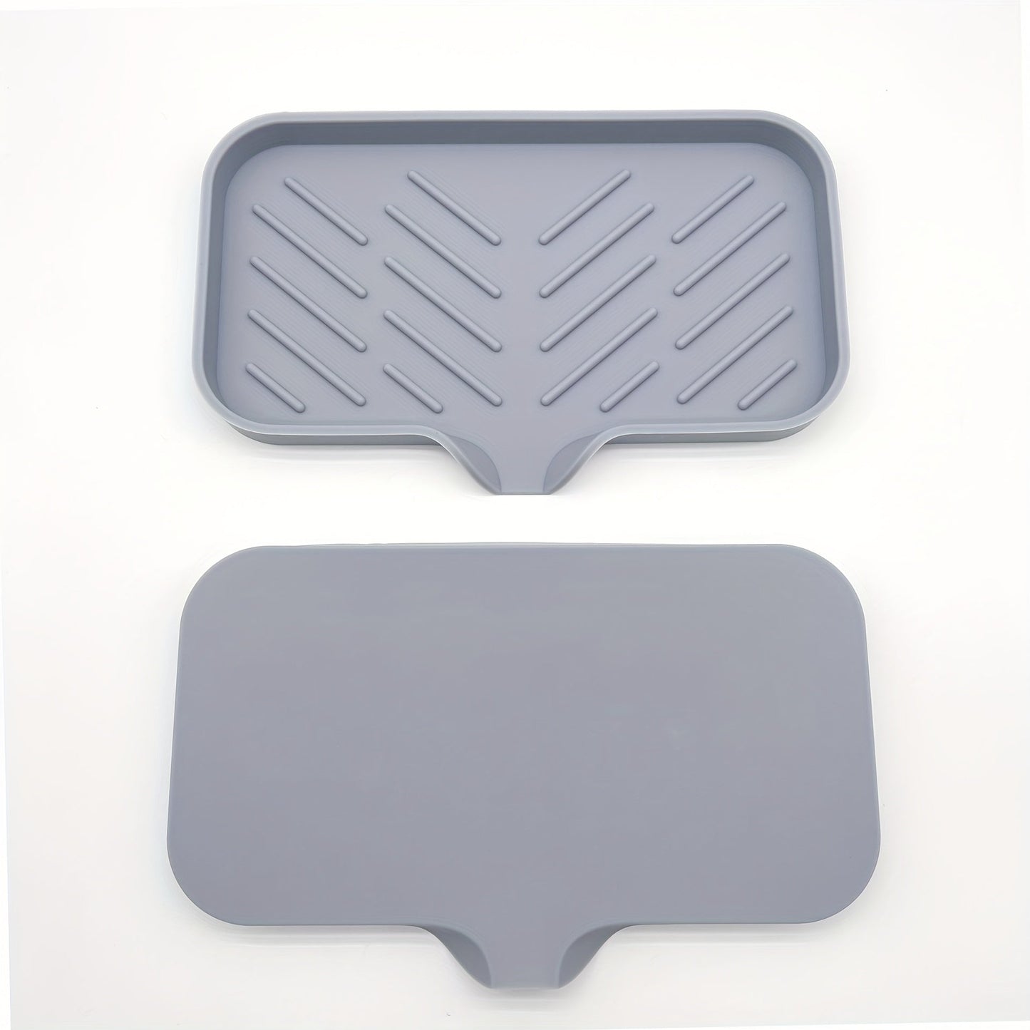 Durable Plastic Kitchen Sink Drain Mat with Soap Holder and Non-Slip Countertop Pad - Features Water Drainage Design and Easy to Use without Electricity