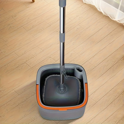 The RICHBEAR Easy Wring Flat Mop and Bucket Set offers a Self-Cleaning System and is made of Plastic. It is perfect for various rooms in the house including the Living Room, Bedroom, Bathroom, Toilet, and Kitchen. This versatile kit can be used for both