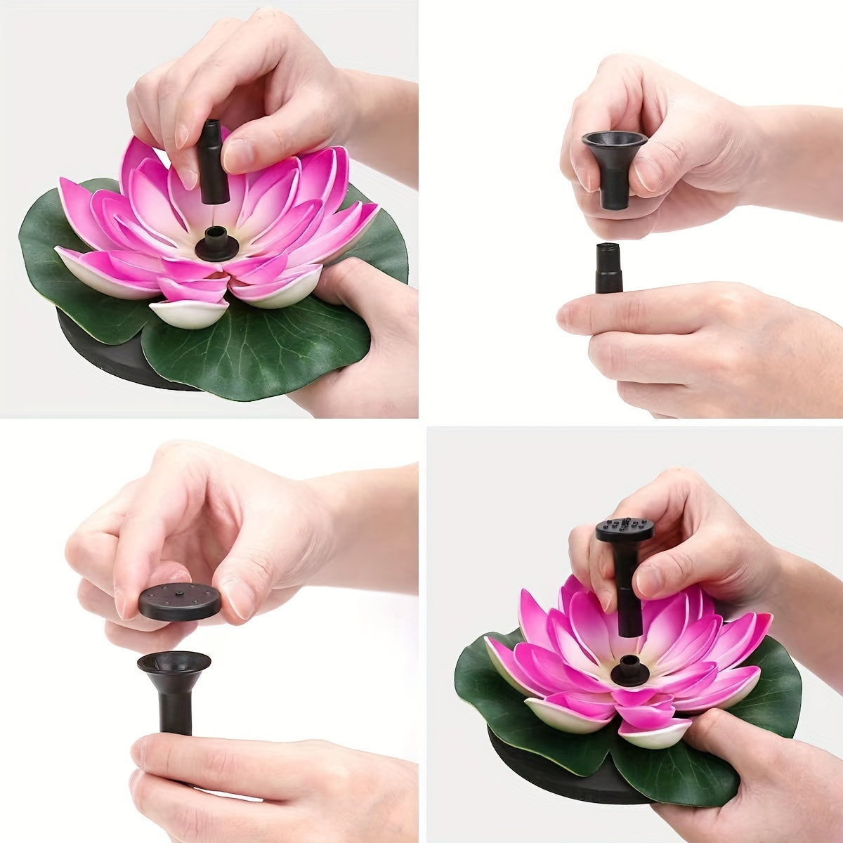 2.5W/1.5W Solar Fountain Pump - Easy install, Floating Lotus design for ponds, patios & bird baths, independent floating design