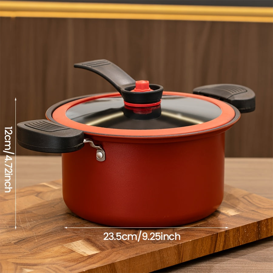 This set includes 2 pieces of Stainless Steel Quick Boiling Pots, each with a Lid for speedy soup preparation. The Double-Sided Locking Lid helps save time, while the vertical handle stays cool to the touch. Suitable for all cooktops, this pot conducts