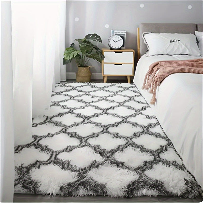 Elevate Your Home Decor with a Stylish Checkered Design Rug. This Chic Grey and White Floor Mat is Perfect for the Living Room, Bedroom or Bathroom. Its Anti-skid Pad ensures Safety and Stability. Add a Touch of Aesthetic Charm to Your Home with this