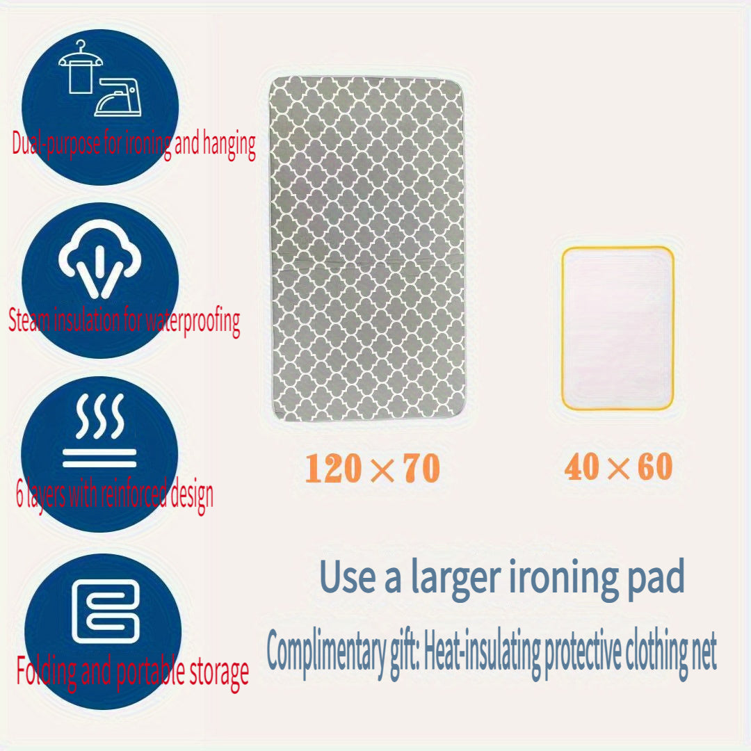 Travel without electricity with this portable Plaid Pattern Foldable Ironing Mat. Made of durable Polycarbonate PC with heat-resistant waterproof insulation, this ironing pad is perfect for on-the-go touch-ups.