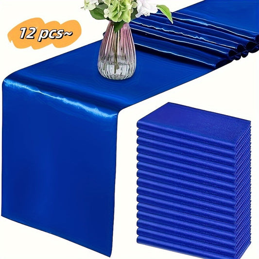 12 Satin table runners in solid colors for weddings, parties, banquets, and events décor.