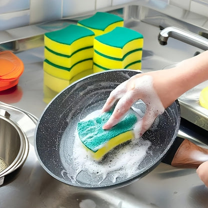 A must-have for a clean kitchen! Get your hands on our 12pcs/24pcs Multifunctional Double-Sided Sponges that are highly absorbent, durable, and scratch-resistant. Ideal for dishwashing and all your cleaning needs.