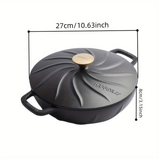 1pc Enameled Cast Iron Dutch Oven, 27.0cm Stockpot with Lid - Suitable for Gas, Oven, and Induction Cooktops. A Versatile Cookware for Stewing, Braising, and Baking.