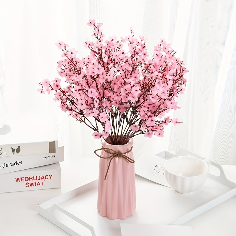 4 Lifelike Artificial Cherry Blossom Flowers - Ideal for Weddings, Engagements, and Home Decor.