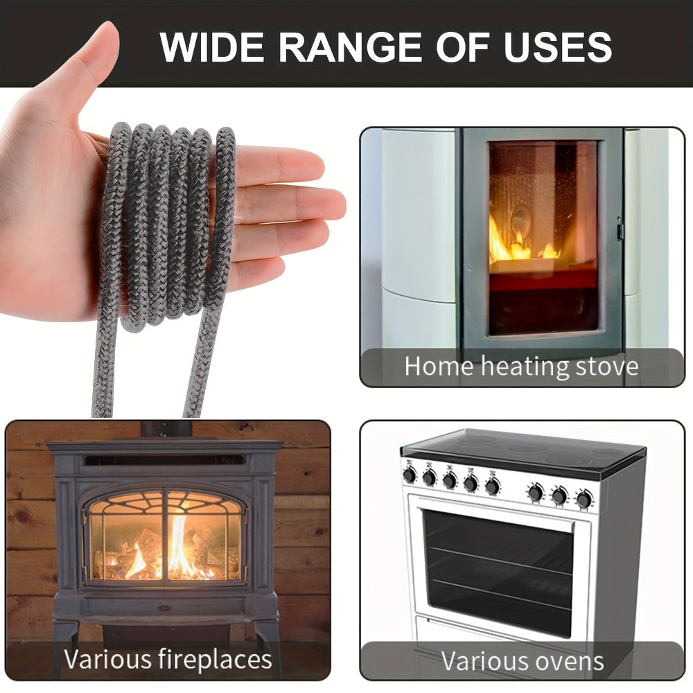 Essential Heat-resistant Seal Rope Gasket for Wood Stove Doors - Available in 6/8/10/12mm Sizes, 2m Length - A Must-Have Accessory for Home Kitchens for Effective Heating & Cooling