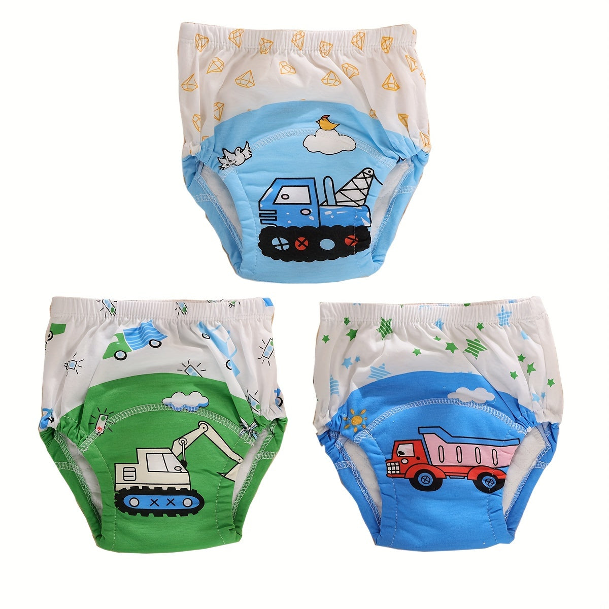 Set of 3 Washable Training Pants for Kids - 6-Layer Thick Cloth Diapers, All-Season Learning Pants for Children