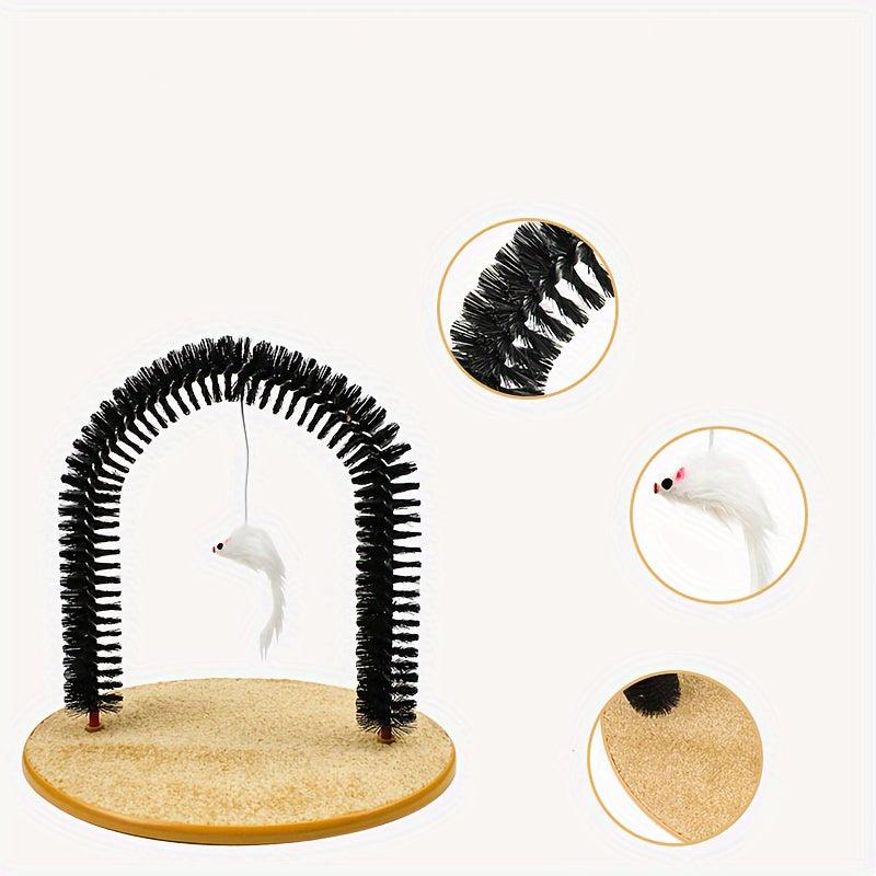 Multifunctional Cat Arch Self Grooming Toy with Hair Brush and Scratching Toy for Cats and Kittens