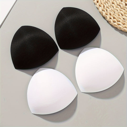 Women's triangle bra pads enhance and lift with push-up and adjustable features. Available in black, white, and nude colors.