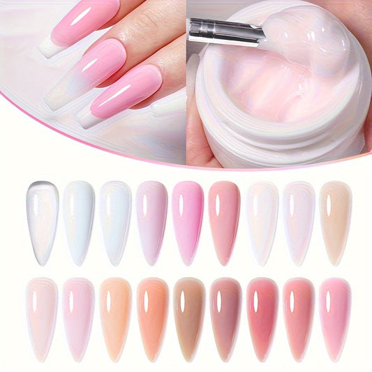 Set of 6 UV cured nail adhesives in various colors, smooth, quick-drying, ideal for nail art and salon use.