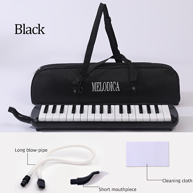 32-Key Soprano Melodica Air Piano Keyboard with Soft Long Tube, Short Mouthpiece, Carrying Bag - Portable and Easy to Play ABS Material Instrument in Various Colors.