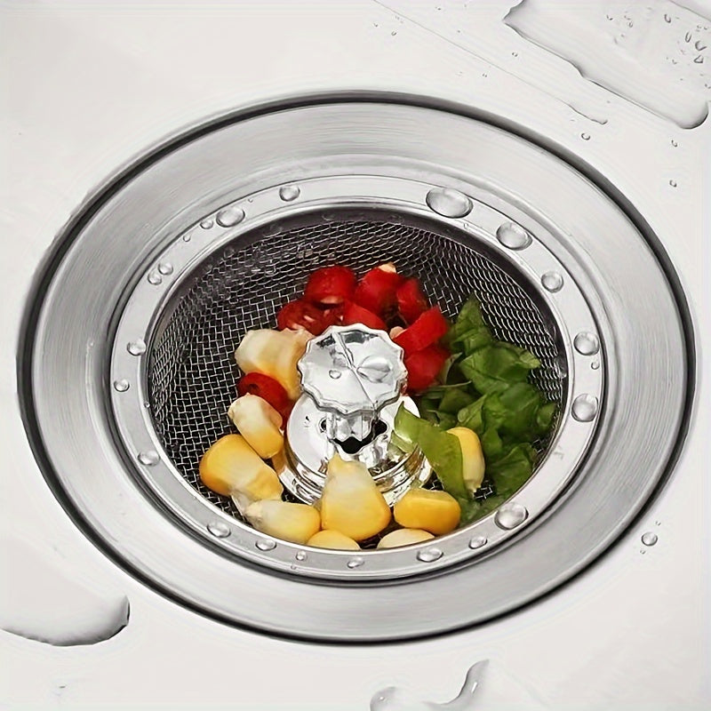 Stainless steel sink strainer with stopper, metal filter basket for food scraps, upgraded colander set, dishwasher safe.