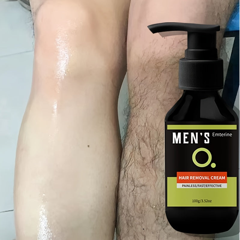 100g Men's Hair Removal Cream for Body, Face, Underarms, Legs, Intimate Areas, Gentle Formula with Plant Squalane.