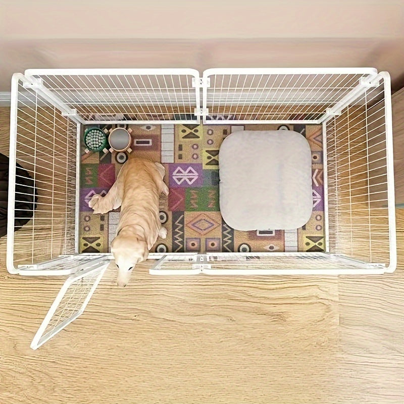 Metal dog cage suitable for small to medium breed dogs, with spacious interior and door, suitable for indoor/outdoor use.