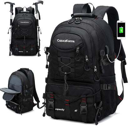 CASAKEMCA 40L Lightweight Nylon Travel Backpack with USB Charging Port - Waterproof, Adjustable Straps, Multiple Compartments - Ideal for Hiking & Camping - Perfect Gift for Men & Women