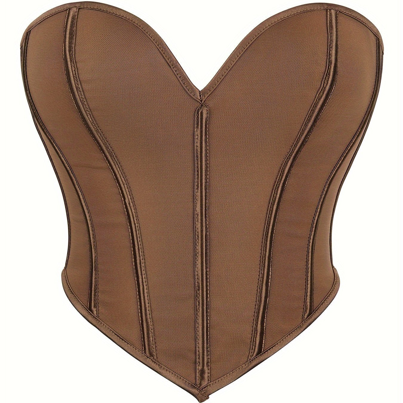 Solid corset bustier with tummy control and lace-up detail, women's lingerie and shapewear.